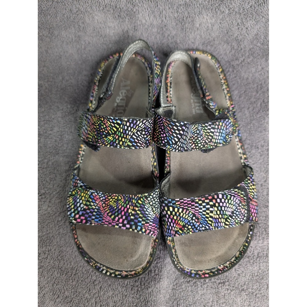 Alegria by PG Lite Womens Venice Multi Color Mosaic Leather Sandals 38